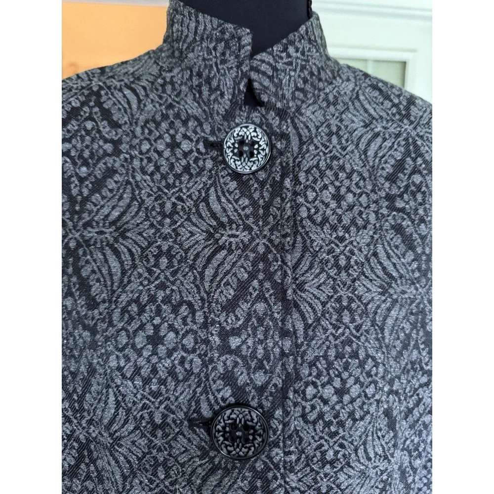 NWT Coldwater Creek Blazer Jacket‎ Sz 10 Gray & Black Floral Business Casual